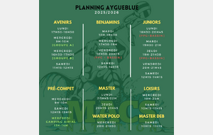 Planning des entraînements 2025/2026