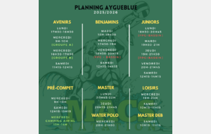 Horaires d'entraînements 2025/2026